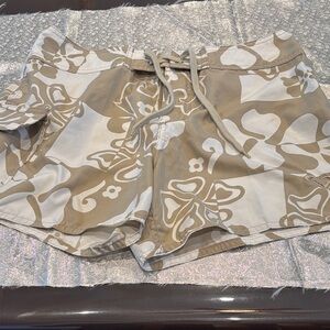 Roxy Beige and White Floral Swim Shorts